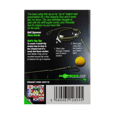 Поводок готовый Korda Loop Rigs Krank Barbless №6 18 lb безбородый