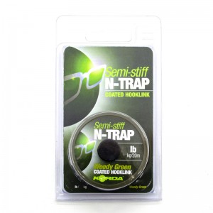 Поводковый материал Korda N-Trap Semi-stiff 15lb Weedy Green