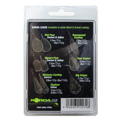 KORDA Грузило Flat Pear Inline Blister 4.0oz 112г