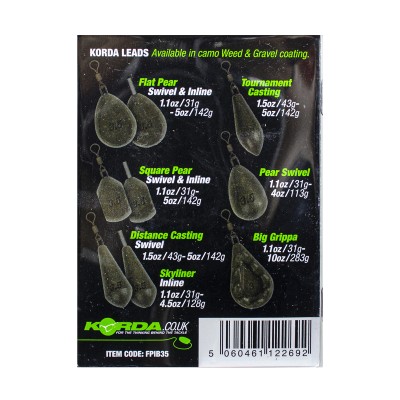 KORDA Грузило Flat Pear Inline Blister 3.5oz 98г