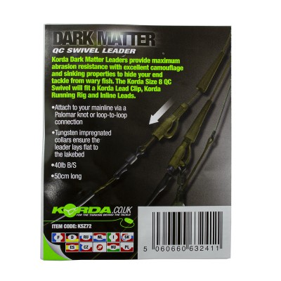 Готовый монтаж Korda Dark Matter Leader QC Swivel 50 cm Gravel 40 lb