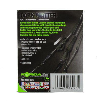 Готовый монтаж Korda Dark Matter Leader QC Swivel 50 cm Clear 40 lb