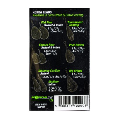 KORDA Грузило Square Pear Inline Blister 4.0oz 112г