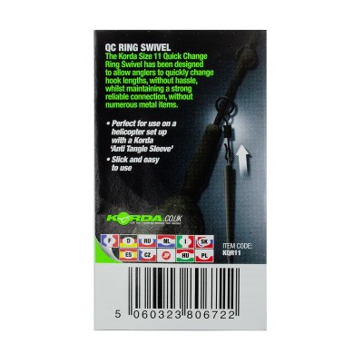 Вертлюг с кольцом и быстросъемом Korda Kwick Change Swivel №11