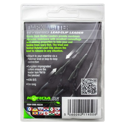 Готовый монтаж Korda Dark Matter Leader Hybrid Lead Clip Clear 40lb 1м