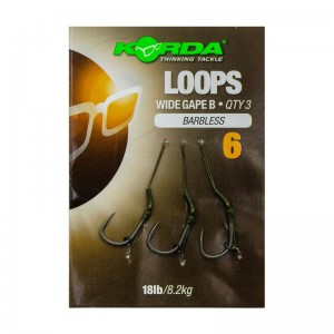 Поводок готовый Korda Loop Rigs DF Wide Gape Barbless №6 18lb безбородый