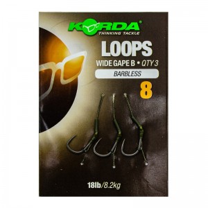 Поводок готовый Korda Loop Rigs DF Wide Gape Barbless №8 18lb безбородый