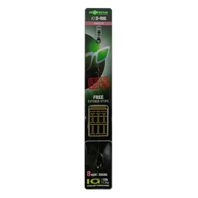 Поводок готовый Korda IQ D Rig Barbless 15lb Kurv Shank №8 безбородый