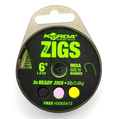 Поводок готовый Korda Ready Zigs 6' 180см №10 3шт