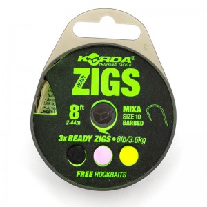 KORDA Поводок готовый Ready Zigs 8' 240см №10 3шт