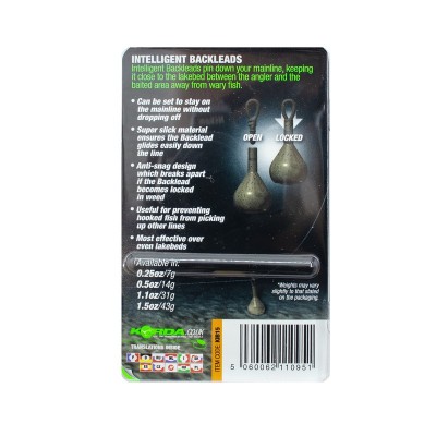 KORDA Грузило заднее Intelligent Back Leads 1.5oz 42г