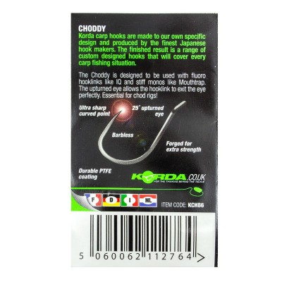 KORDA Крючок Choddy Barbless №6 без бородки 10шт (Уценка)