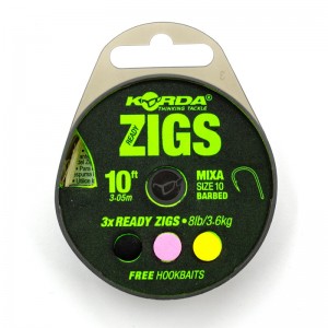 Поводок готовый Korda Ready Zigs 10' 300см №10 3шт