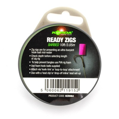 Поводок готовый Korda Ready Zigs 10' 300см №10 3шт