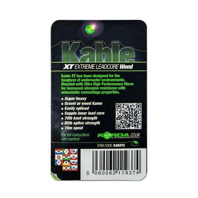 Лидкор Korda Kable XT Extreme Leadcore Green 70lb 15м