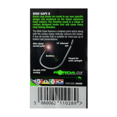 Крючок Korda Wide Gape Barbless №6 безбородый