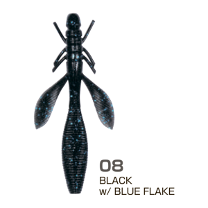 OWNER Мягкая приманка Yuki Bug YB-110 4,3" #08 Black w/Blue Flake 11см 7шт