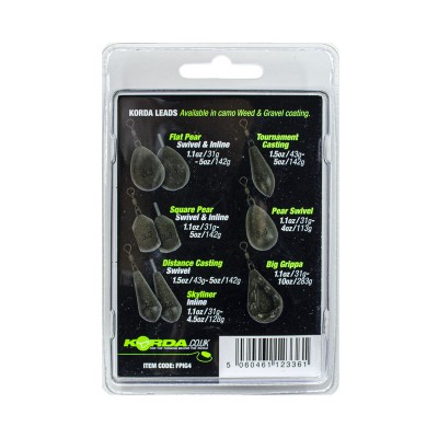 KORDA Грузило Flat Pear Inline Blister Gravel 4.0oz 112г
