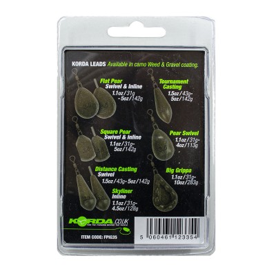 KORDA Грузило Flat Pear Inline Blister Gravel 3.5oz 98г