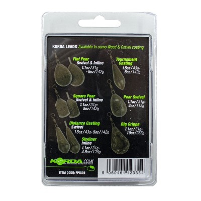 Грузило Korda Flat Pear Inline Blister Gravel 3,5oz 98гр (Уценка)