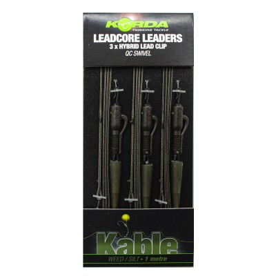 KORDA Монтаж готовый Leadcore Leaders Hybrid Lead Clip QC Swivel Weed 1м