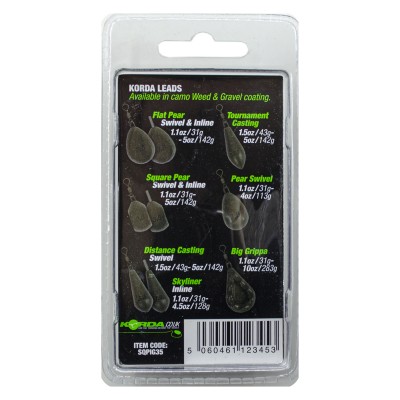KORDA Грузило Square Pear Inline Blister Gravel 3.5oz 98г