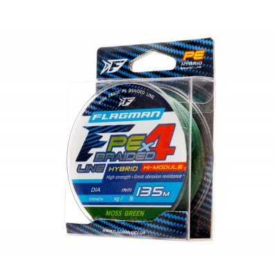 Шнур Flagman PE Hybrid F4 135m MossGreen 0,14mm. 7,7кг/17lb