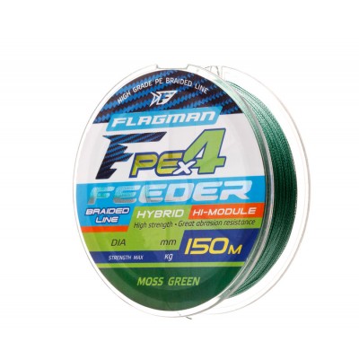 FLAGMAN Шнур PE Hybrid F4 Feeder 150м Moss Green 0.12мм 6.4кг