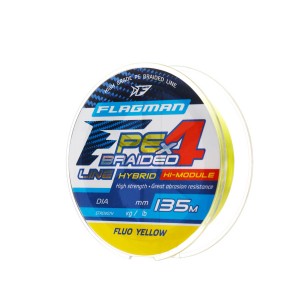 Шнур Flagman PE Hybrid F4 135m FluoYellow 0,08mm. 3,6кг/8lb