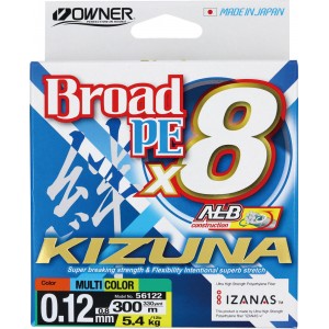 OWNER Шнур Kizuna X8 Broad PE multi color 10м 300м 0,12мм 5,4кг