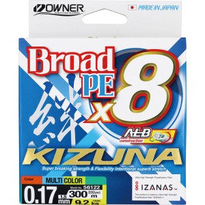 OWNER Шнур Kizuna X8 Broad PE multi color 10м 300м 0.17мм 9.2кг (Уценка)