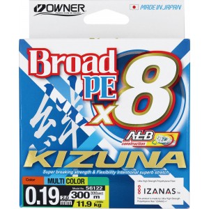 OWNER Шнур Kizuna X8 Broad PE multi color 10м 300м 0,19мм 11,9кг