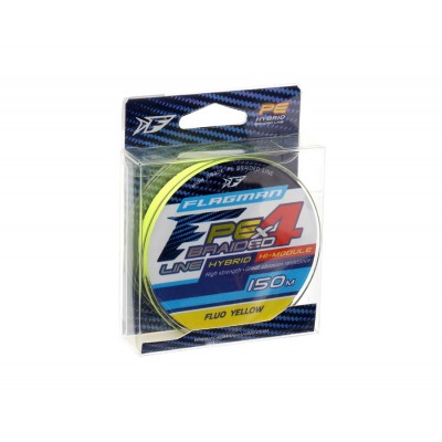 FLAGMAN Шнур PE Hybrid F4 150м Fluo Yellow 0.12мм 6.4кг 14lb
