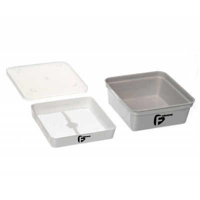 F-FISHING Коробка для наживки+сито+крышка Made in Italy 13.5х13.5х5.5см
