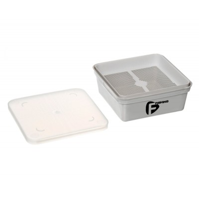 F-FISHING Коробка для наживки+сито+крышка Made in Italy 13.5х13.5х5.5см