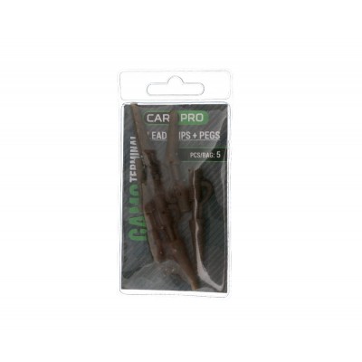 Безопасная клипса c фиксатором Carp Pro Lead Clips + Pegs Camo