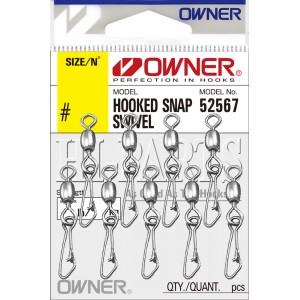 Застежка с вертлюгом Owner Hooked Snap Swivel №6 8шт