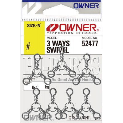 OWNER Вертлюг тройник 3 Ways Swivel №2/0 4шт