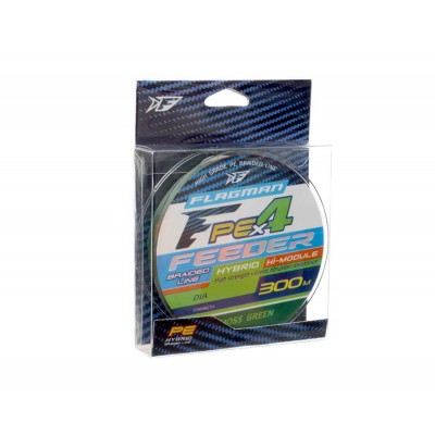 FLAGMAN Шнур PE Hybrid F4 Feeder 300м Moss Green 0.12мм 6.4кг 14lb