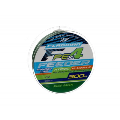 FLAGMAN Шнур PE Hybrid F4 Feeder 300м Moss Green 0.12мм 6.4кг 14lb
