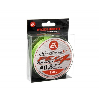 AZURA Шнур плетеный Safina PE Х4 II 150м 0.148мм 4.5кг 10lb