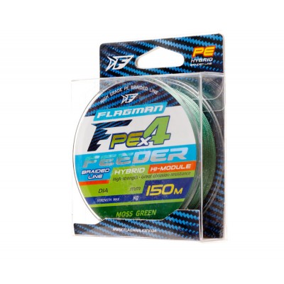 FLAGMAN Шнур PE Hybrid F4 Feeder 150м Moss Green 0.14мм 7кг