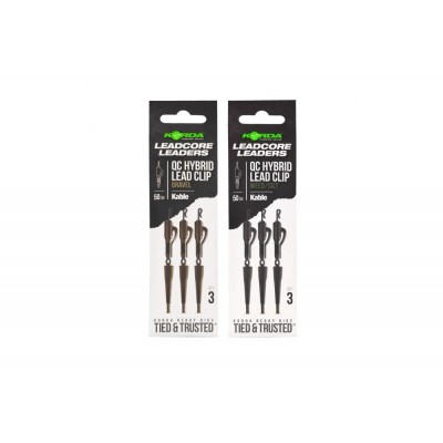 KORDA Монтаж готовый Kable Leadcore Leader Hybrid Lead Clip QC Swivel Weed 50см