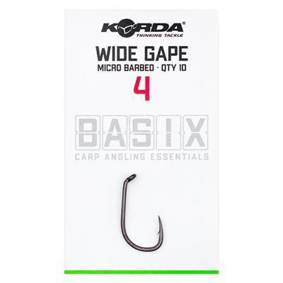 KORDA Крючок Basix Wide Gape №4 с микробородкой 10шт