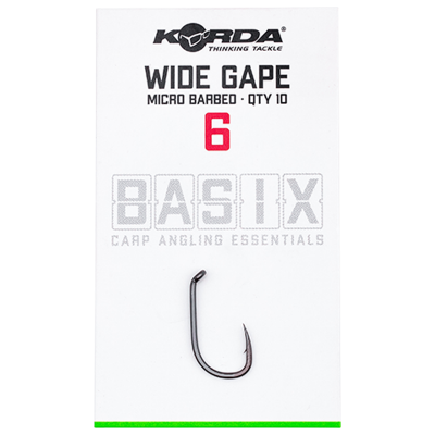 KORDA Крючок Basix Wide Gape №6 с микробородкой 10шт