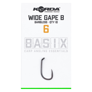 KORDA Крючок Basix Wide Gape №6 без бородки 10шт