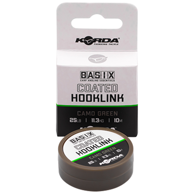 KORDA Поводковый материал Basix Coated Hooklink 25lb 10м Camo green