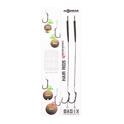 KORDA Поводок готовый Basix Hair Rigs Wide Gape №4 25lb