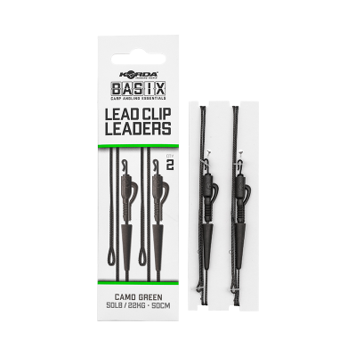 KORDA Монтаж с безопастной клипсой Basix Lead Clip Leaders 50cm Camo green 50lb