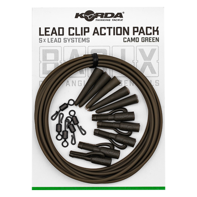 KORDA Набор для монтажа Basix Lead Clip Action Pack Camo green